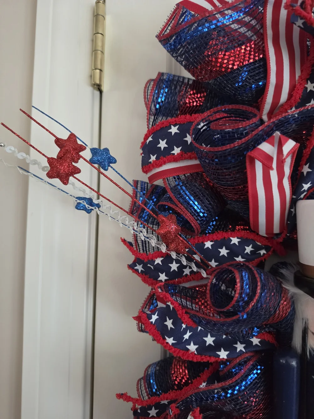 Patriotic Nutcracker Door Decor Wreath - Red, White & Blue